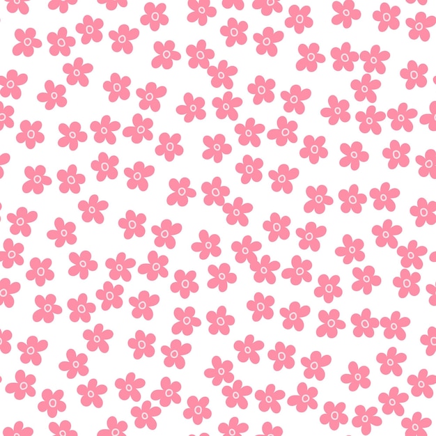 Patrón de primavera sin costuras con pequeñas flores silvestres rosas sobre un fondo blanco
