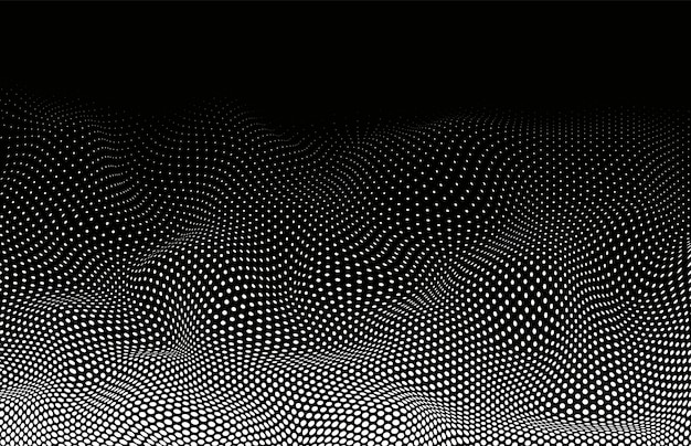 Patrón punteado monocromo con curvas Impresión de arte pop futurista Textura manchada óptica Retro de medio tono