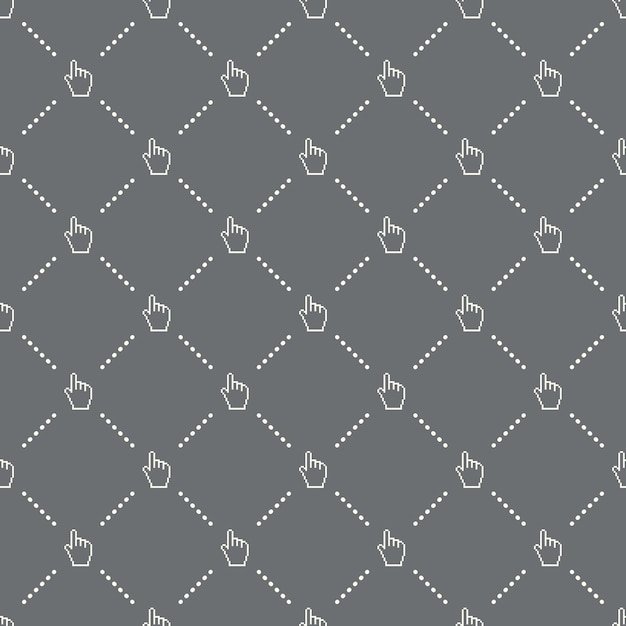 Patrón de puntero de mano transparente sobre un fondo oscuro. diseño creativo del icono del puntero de la mano. Se puede utilizar para papel tapiz, fondo de página web, textil, impresión UI / UX