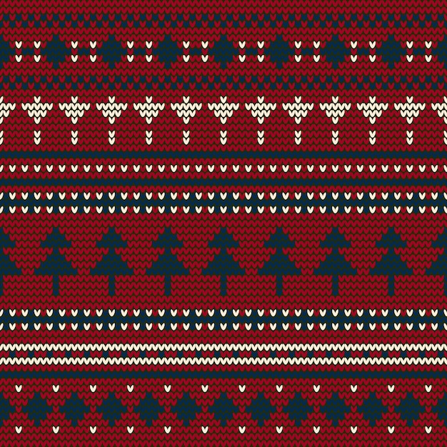 Patrón de punto de Navidad sin costuras con árboles de Navidad
