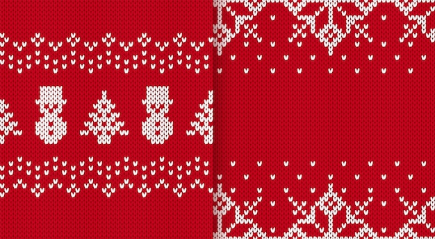 Patrón de punto de navidad con muñeco de nieve y árbol fondo geométrico tradicional de fair isle texturas de punto sin costuras