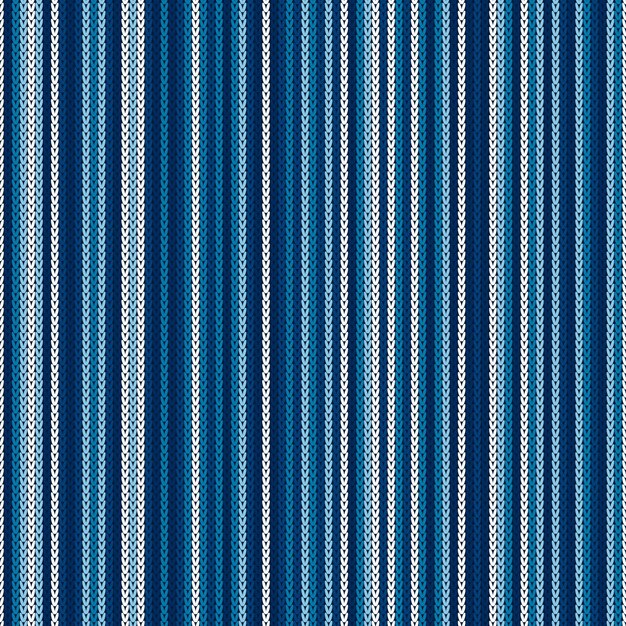 Patrón de punto de rayas abstracto Textura de punto sin costura vectorial con tonos de colores azules
