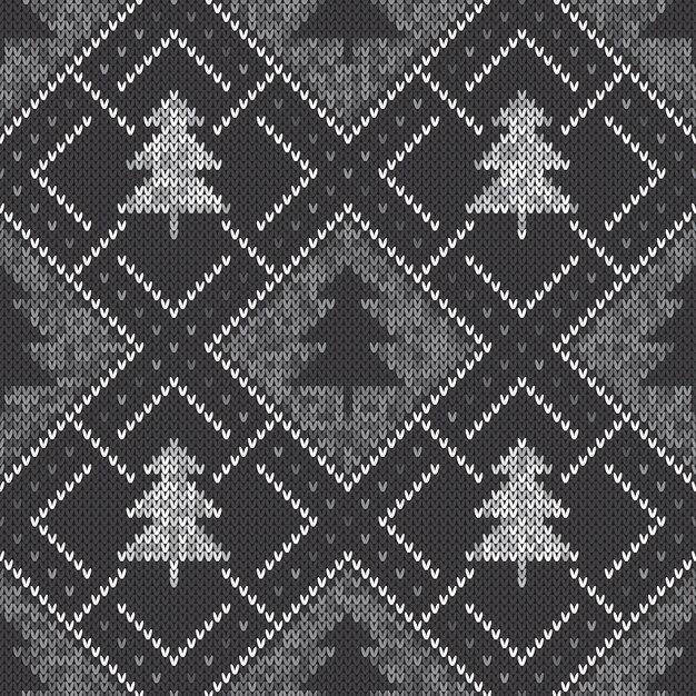 Patrón de punto tradicional Fair Isle Textura de tejido sin costuras con tonos de colores grises