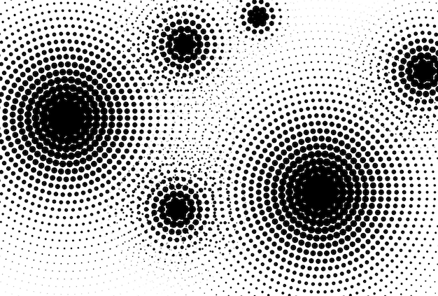 Patrón de puntos abstractos en blanco y negro que crean textura visual