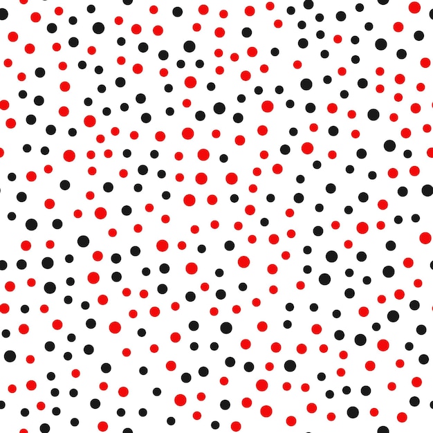 Patrón de puntos sin costuras azulejos cuadrados en proporción de 1 a 1 impresión gráfica roja negra blanca ornamento caótico fondo geométrico inusual para papel tapiz tela de moda textil interior ilustración vectorial