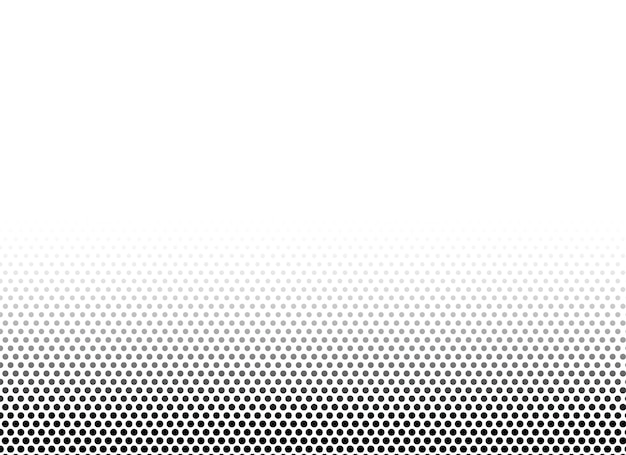 Patrón de puntos con efecto de trama de semitonos Degradado de arte pop en blanco y negro Estampado radial de fondo de desvanecimiento de semitonos