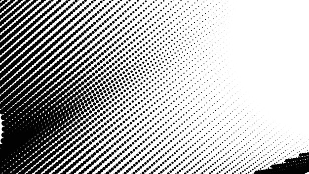 Patrón de puntos de medio tono negro y blanco fondo vectorial abstracto