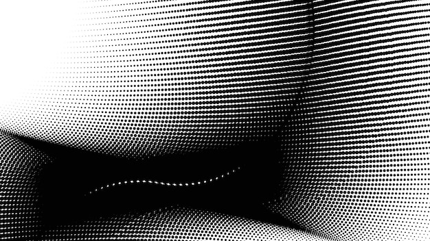 Patrón de puntos de medio tono negro y blanco fondo vectorial abstracto