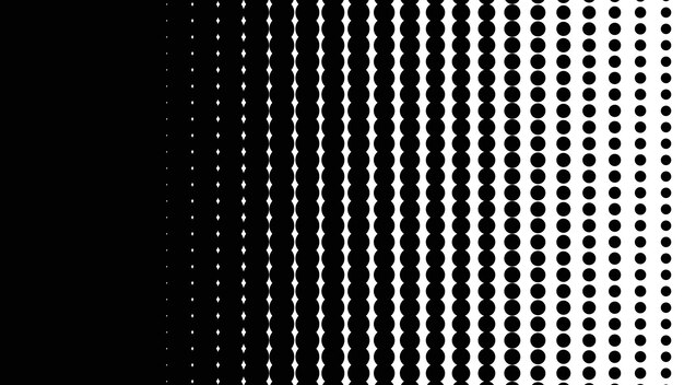 Patrón de puntos de medio tono negro y blanco fondo vectorial abstracto