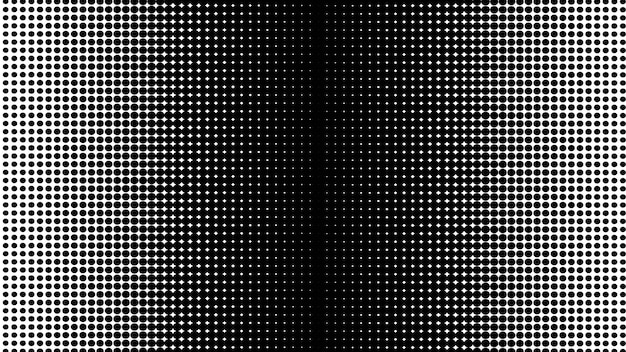Patrón de puntos de medio tono negro y blanco fondo vectorial abstracto