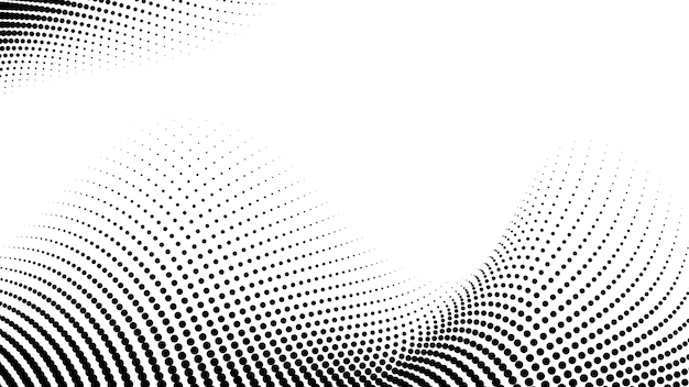 Patrón de puntos de medio tono negro y blanco fondo vectorial abstracto