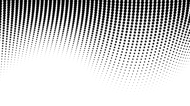 Patrón de puntos de medio tono negro y blanco fondo vectorial abstracto
