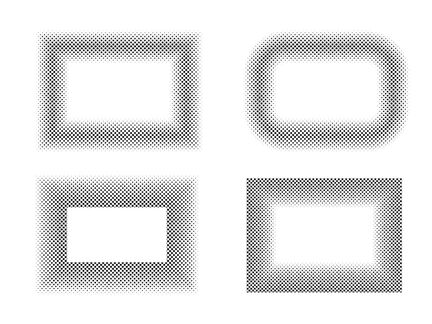 Patrón de puntos de medio tono rectángulo negro y blanco para fondo de efecto visual