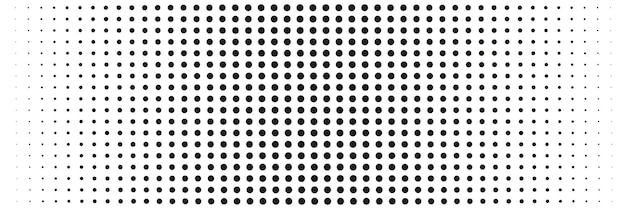 Patrón de puntos negros de diferentes tamaños sobre un fondo blanco.