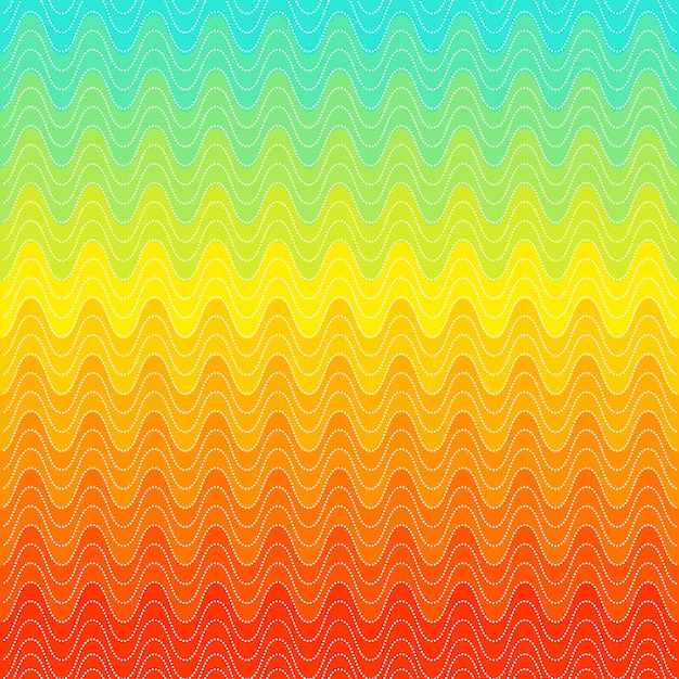 Patrón de puntos de remolinos de arco iris. fondo de onda. diseño brillante de moda. color rojo, amarillo y azul. ilustración vectorial.