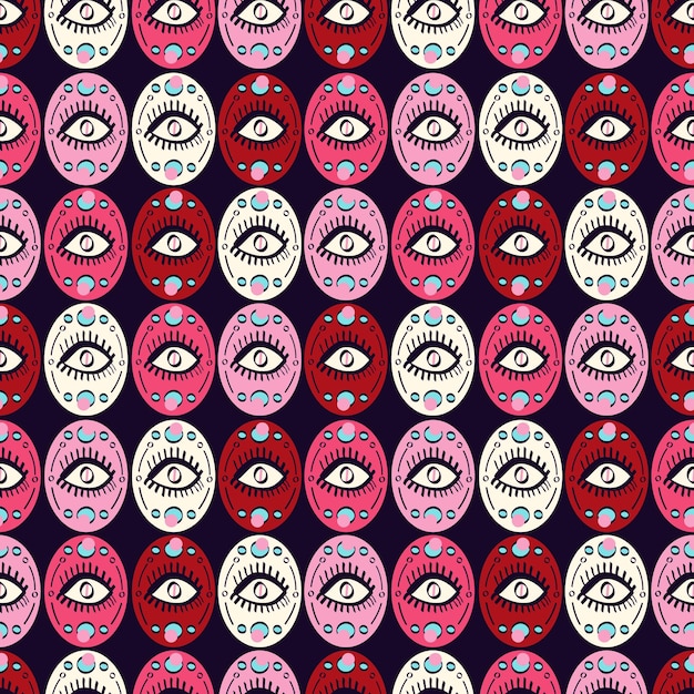 patrón púrpura con ojos mágicos de colores ojos