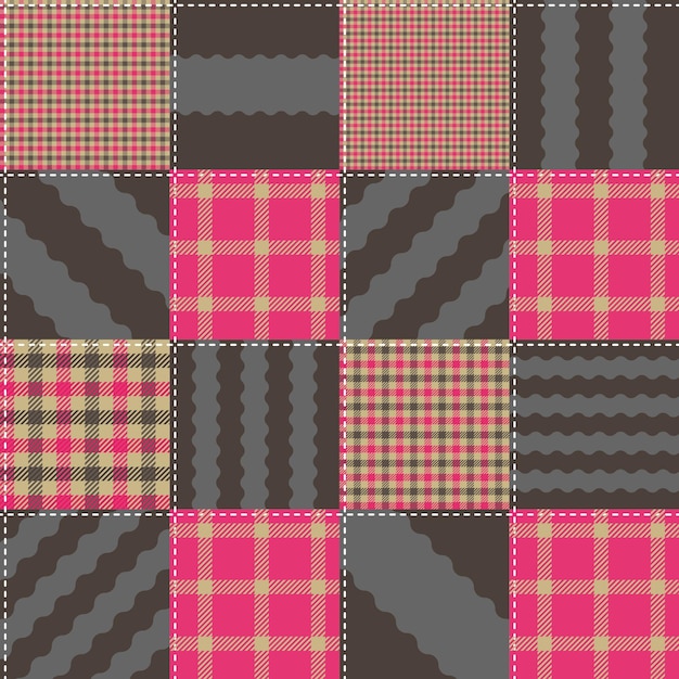 Patrón de quilting de tartán sin soldadura 037