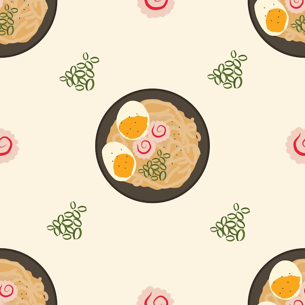 patrón de ramen con huevos