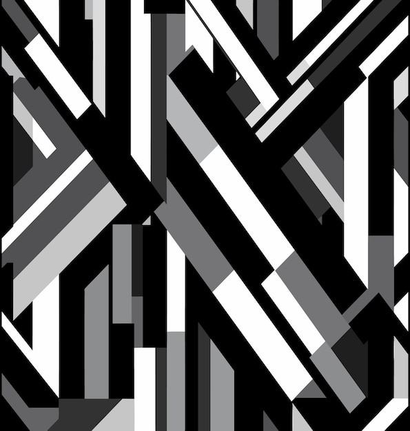 Patrón de rayas abstractas Amplificador vectorial Diseño gráfico Geometrías cubistas Blanco oscuro y negro