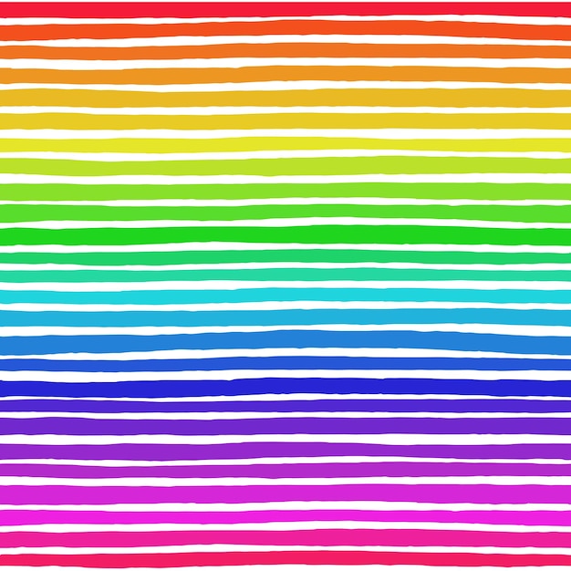 Patrón de rayas irregulares del arco iris Líneas dibujadas a mano sin costuras Impresión gráfica vectorial Efecto degradado