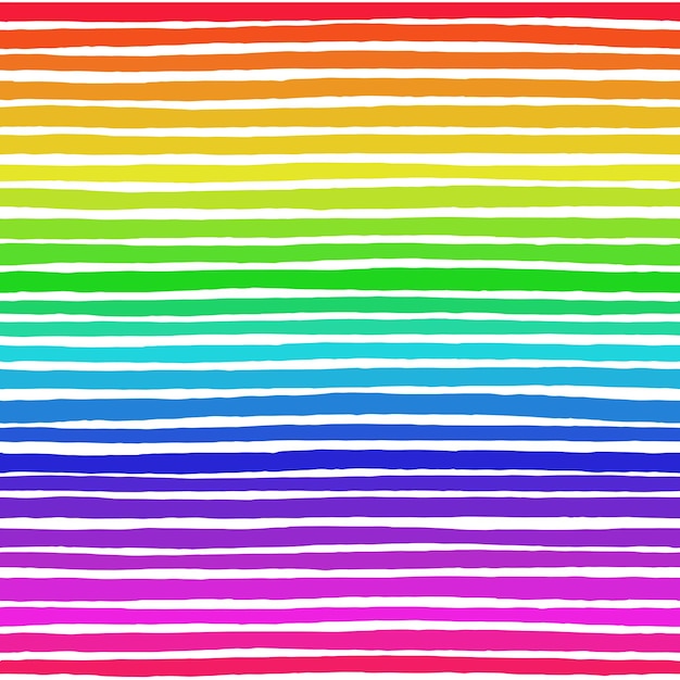 Vector patrón de rayas irregulares del arco iris líneas dibujadas a mano sin costuras impresión gráfica vectorial efecto degradado