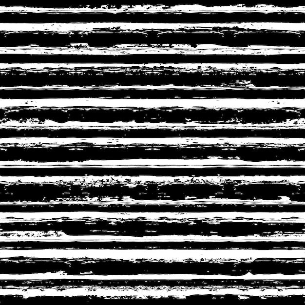 Vector patrón a rayas pintado líneas de pincel horizontal sin costuras impresión gráfica dibujada a mano grunge diseño vectorial fondo negro y blanco grungy papel tapiz muebles tela textil