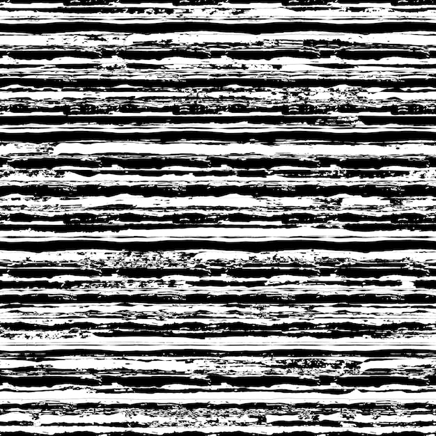 Patrón a rayas pintado Líneas de pincel horizontal sin costuras Impresión gráfica dibujada a mano Grunge diseño vectorial Fondo negro y blanco Grungy papel tapiz muebles tela textil