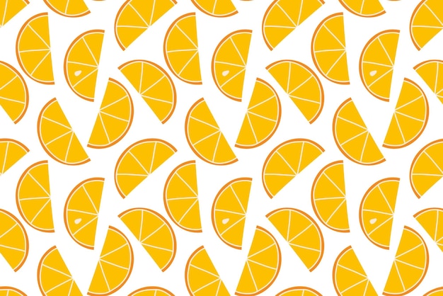 Patrón de rebanadas de naranja frescas en un fondo blanco brillante para una vibrante decoración de verano