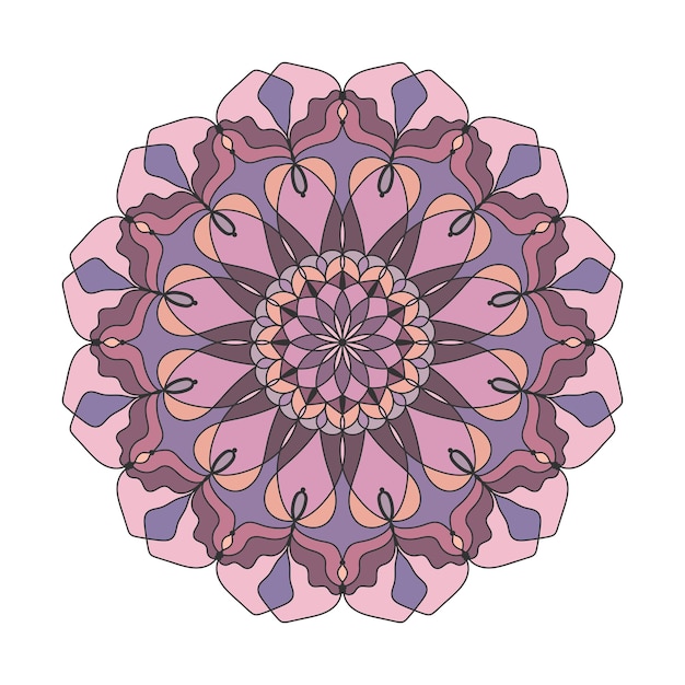 Patrón redondo de color mandala floral vectorial en estilo tribal étnico Hermoso adorno decorativo