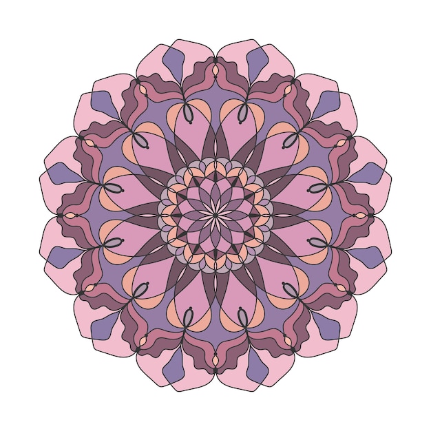 Vector patrón redondo de color mandala floral vectorial en estilo tribal étnico hermoso adorno decorativo