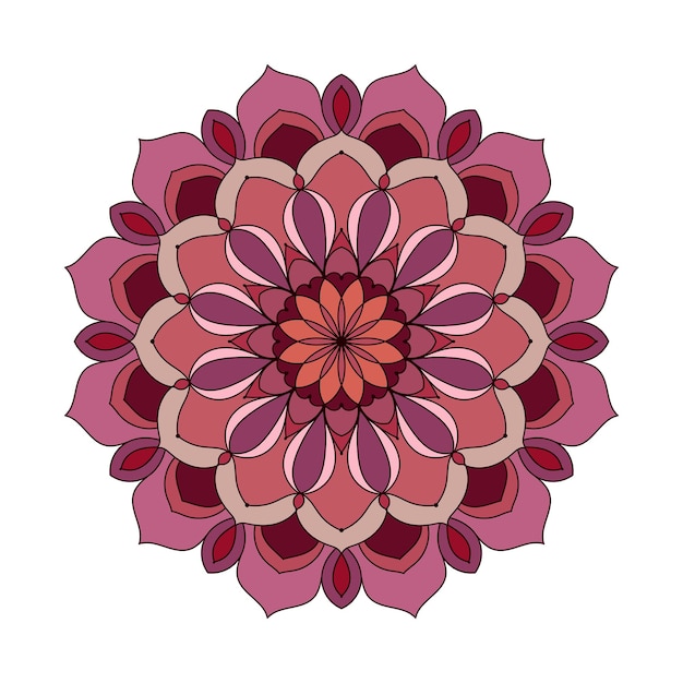 Vector patrón redondo de color mandala floral vectorial en estilo tribal étnico hermoso adorno decorativo