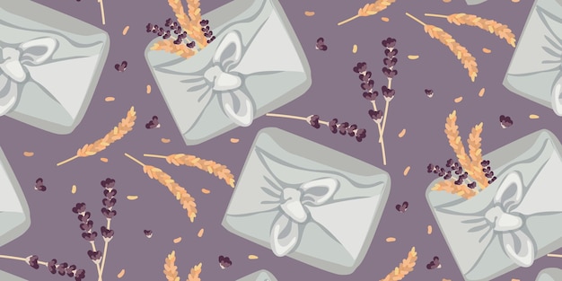 Un patrón de regalos tradicionales coreanos Una colección de varias bolsas felices Ilustración vectorial