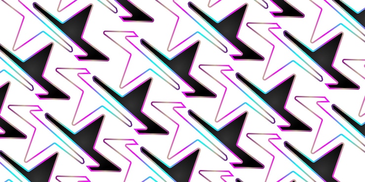 Vector patrón de relámpagos sobre fondo blanco con estrellas blancas, colores brillantes.