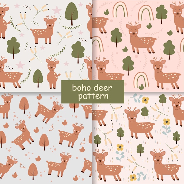 Patrón de renos boho sin costuras Ilustración vectorial