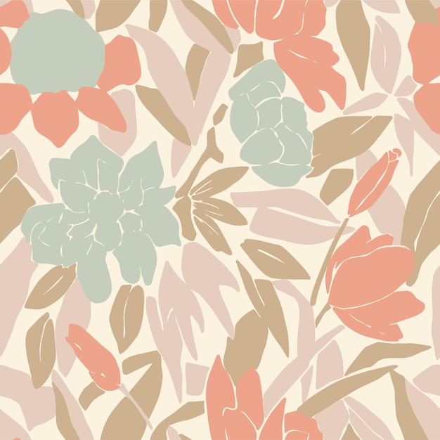 Patrón de repetición sin costuras de ilustración de flor rosa y azul vectorial