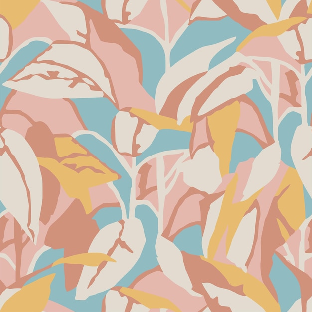 Patrón de repetición sin costuras de ilustración de motivo de hoja vectorial