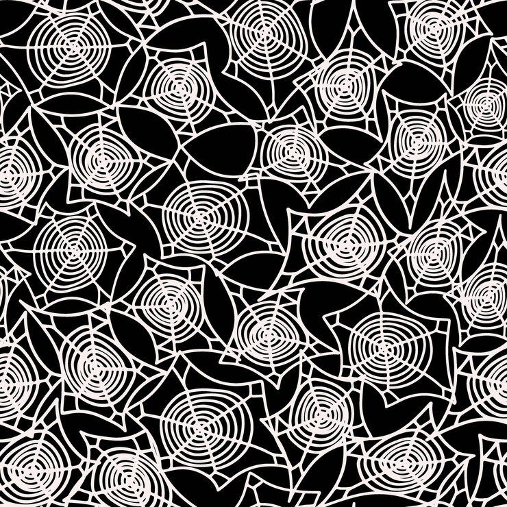 Vector el patrón de repetición sin costuras de la tela de araña el fondo espeluznante de halloween las vacaciones de octubre la textura espeloznante para el diseño de telas de papel