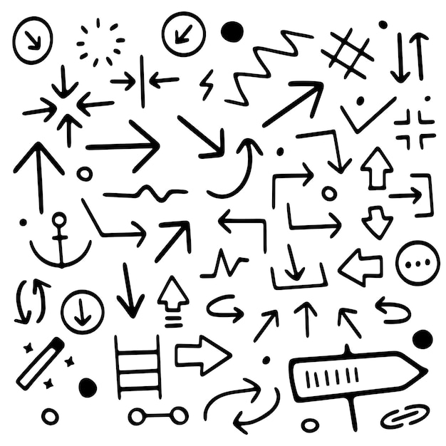 Patrón de repetición de Doodle sin costuras para la dirección de las flechas