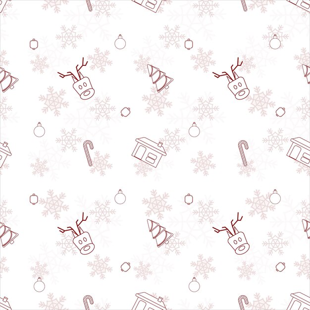 Patrón de repetición de Navidad creado con formas de contorno de objetos de Navidad