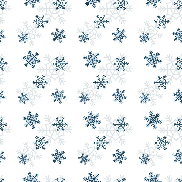 Patrón de repetición de Navidad patrón de repetición de copo de nieve sobre fondo blanco Patrón de repetición de vector dibujado a mano para envoltorio de regalo textil tela web telón de fondo y embalaje