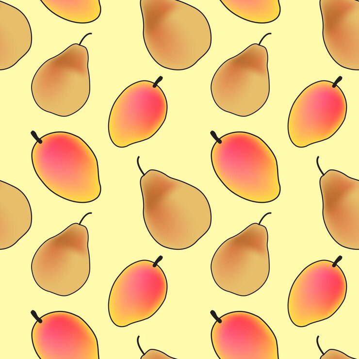 Vector patrón repetido vectorial de mango y peras
