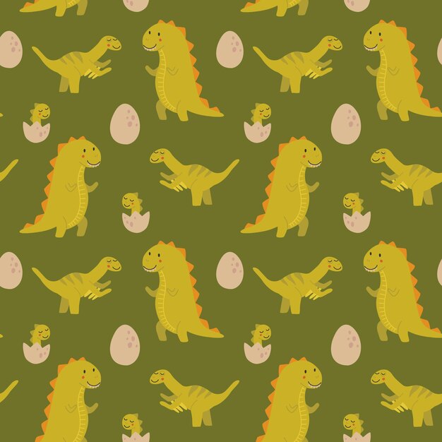 Patrón repetitivo de color transparente de vector con dinosaurios en estilo escandinavo Patrón infantil sin costura con dinosaurios dibujados a mano Ilustración vectorial de dinosaurios Ilustración de stock vectorial