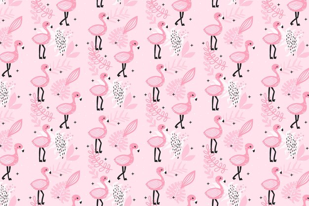 Patrón repetitivo de pájaro flamenco rosado