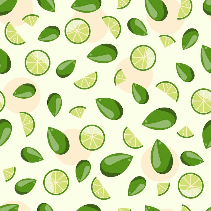 Vector patrón de rodaja de limón y menta. patrón de vector transparente de cítricos. ilustración vectorial