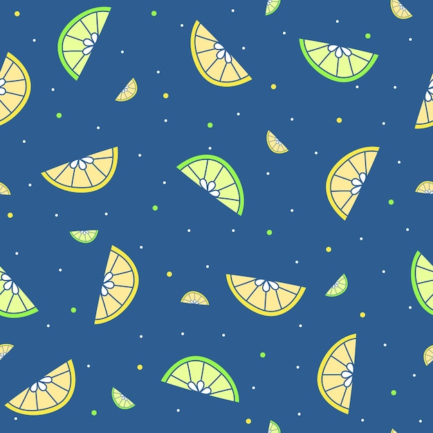 patrón con rodajas de limón y lima sobre un fondo azul
