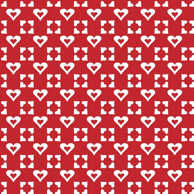 Patrón rojo y blanco con corazones