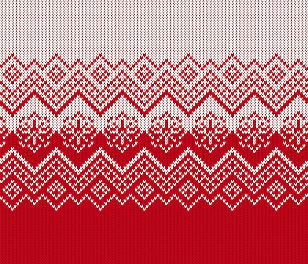 Patrón rojo y blanco sin costuras de Navidad Adorno de suéter de punto Estampado de punto Textura geométrica de invierno de Navidad