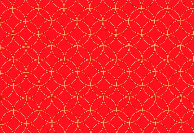 Patrón rojo y dorado. Fondo abstracto de anillos de oro sobre un fondo rojo.