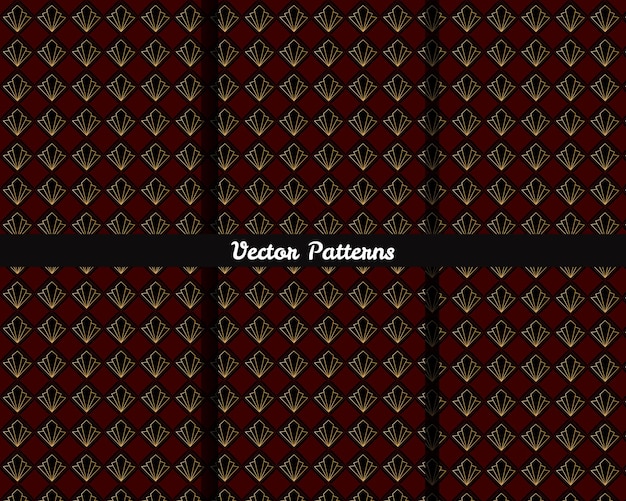 Un patrón rojo y dorado con las palabras patrones vectoriales en él.