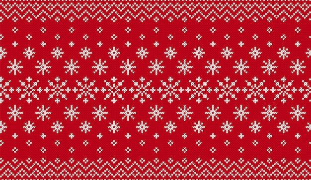 Patrón rojo de Navidad de punto Fondo sin costura de invierno Textura de punto de Navidad Estampado festivo con copos de nieve